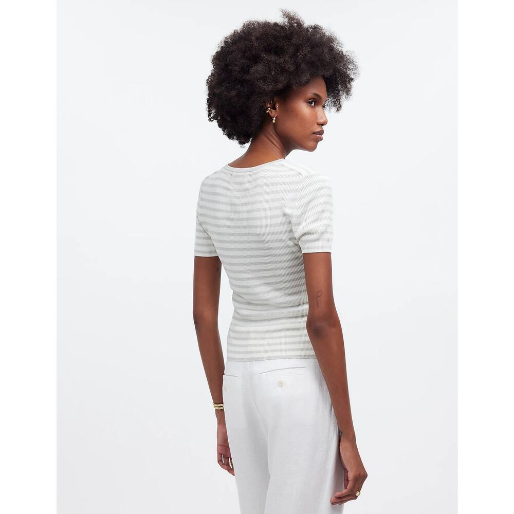 Madewell Micro-Rib Sweater Short-Sleeve Shirt - Picture 3 of 8
